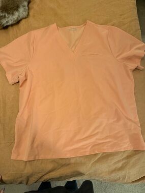 Peach V-Neck Short Sleeve Scrub top/pant set